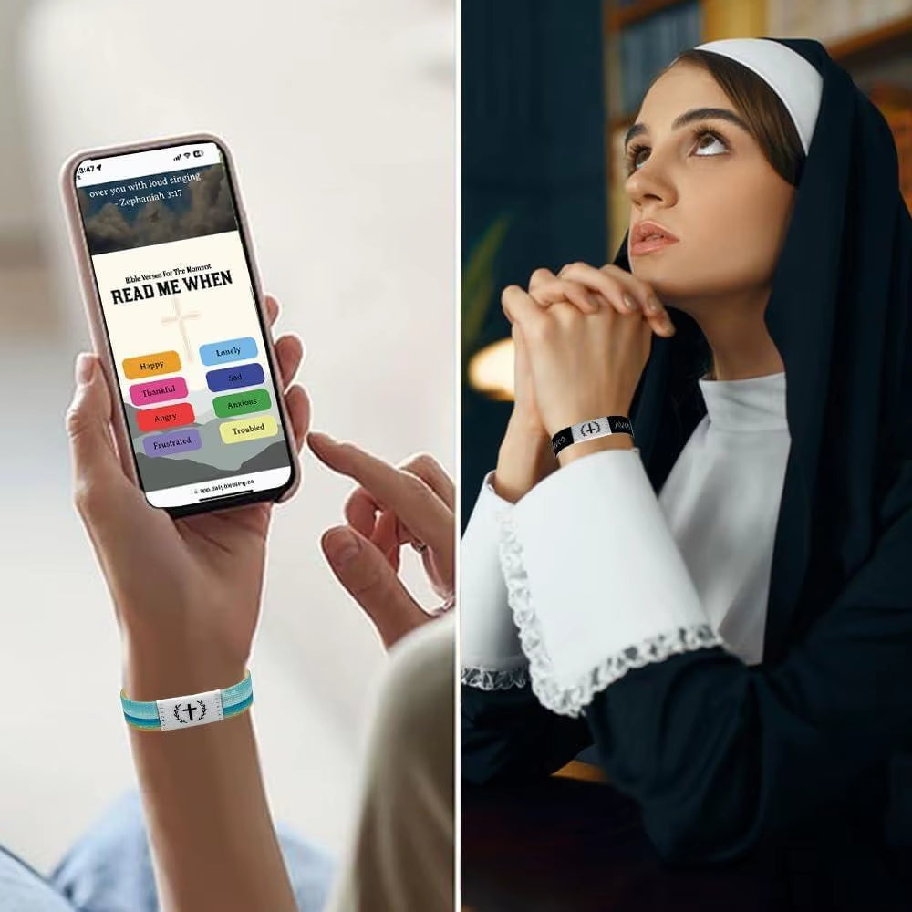 Wearable Bible Bracelet Religious Bracelets Christian Daily Bible Verse Bracelet Inspirational Bible Verse Religious with NFC